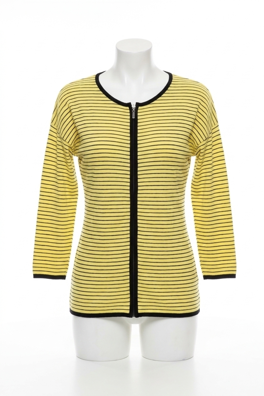 NEW ANGEL zip-front striped cardigan in yellow